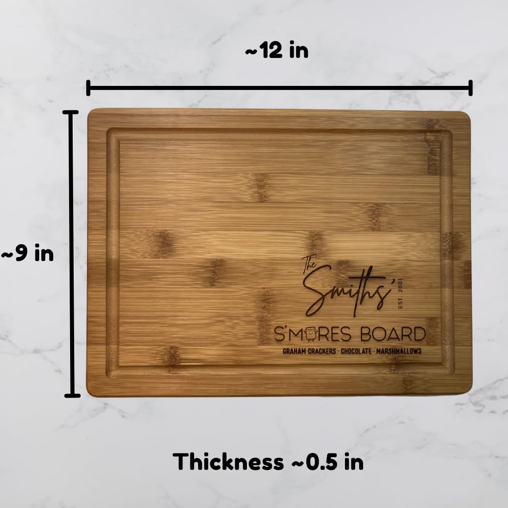 WBB SMORES KIT BOARD | Personalized Engraved Serving Board + S'mores Kit | Individually packaged S'mores Kit set: Graham Crackers, Marshmallow