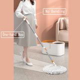 Floor Spin Mop and Bucket Set with Wringer System Extended Stainless Steel Handle 61?for Home Floor Cleaning Use with 5 Replacement Head Refill and 1