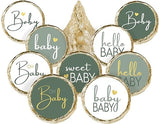 Green Baby Shower Kisses Stickers - Candy Party Favor Labels, 180 Count, 9 Sweet Baby Designs