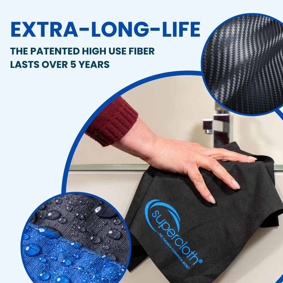Supercloth® Premium Microfiber Cleaning Cloth for All-Purpose, Lasts Over 5 Years, Glasses Cleaning Cloth, Microfiber Cloth for Cars, Magic Reusable
