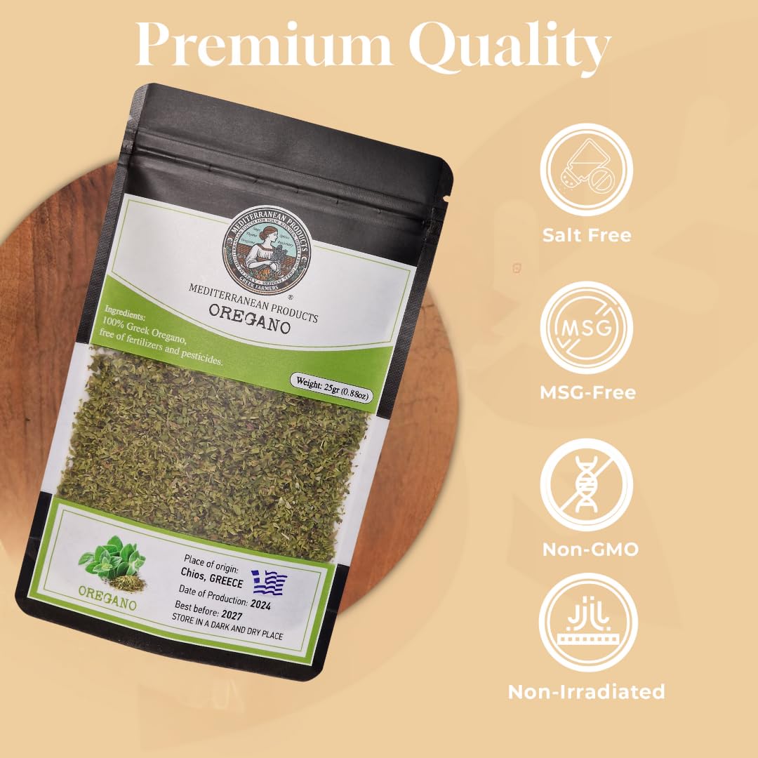 Mediterranea Products Greek Oregano - Traditionally Dried & Hand-Picked Premium Oregano Leaves - 100% Natural Dried Oregano Direct from Greek Farmers