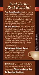 Bravo Tea Cordyceps Mushroom Herbal Tea, Caffeine Free 20 Tea Bags