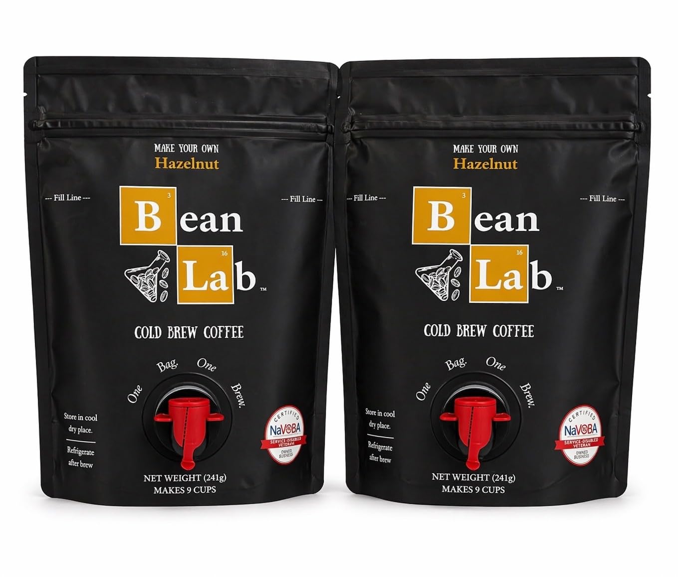 Bean Lab Cold Brew Coffee - Hazelnut Blend - Brew Bag - Coarse Ground Coffee - Smooth Low-Acid Coffee - Reusable Brew System - 100% Arabica - Medium