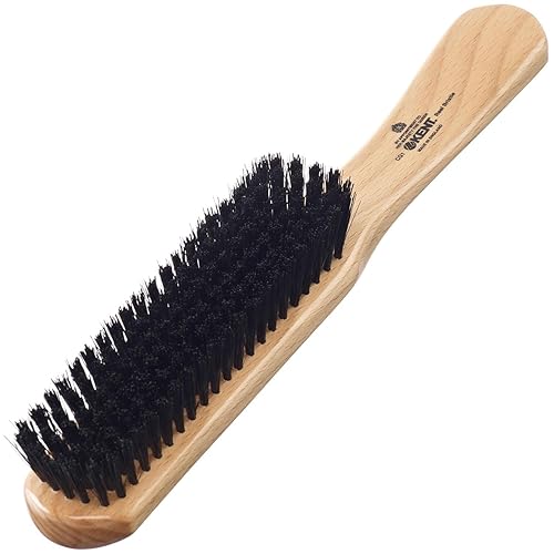 Kent CG1 Clothes Brush Cherrywood 100% Natural Black Bristle and Lint Remover Especially for Jeans or Corduroy Garments for Keeping Fabrics Free from