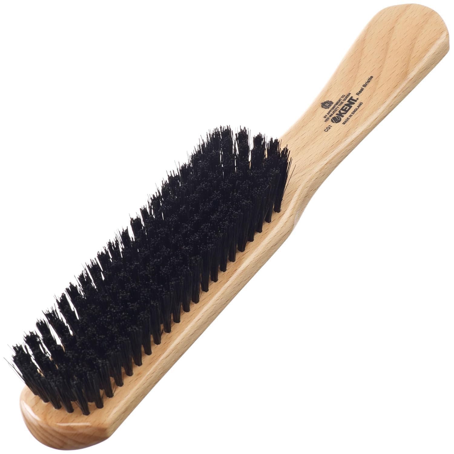 Kent CG1 Clothes Brush Cherrywood 100% Natural Black Bristle and Lint Remover Especially for Jeans or Corduroy Garments for Keeping Fabrics Free from