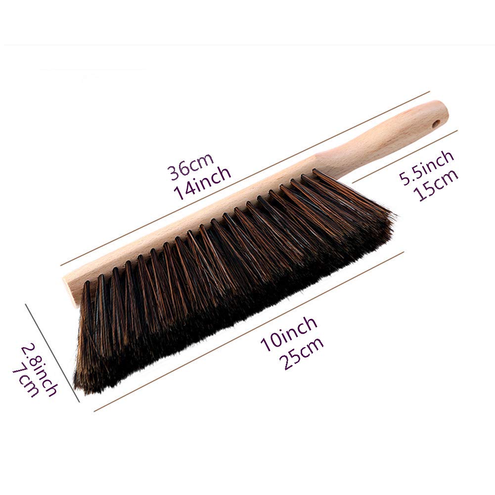 Soft Bristle Hand Brush Wooden Handle for Woodworking Shop Bench, Sawdust Removal Non-Scratch 14 Inch Long (Brown)