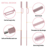 vodvob 2Pcs Premium Silicone Straw Cleaner Brush, 9.84in Extra Long Flexible Straw Cleaning Tool for Glass & Smoothie Straws (Pink, 6mm/9mm)