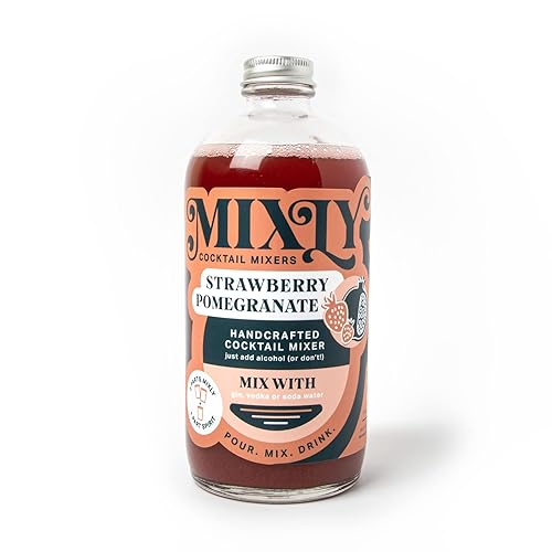 Mixly Strawberry Pomegranate Mixer, Made with Fresh Squeezed Juice, Ready to Drink, Use with Vodka, Tequilla, Soda Water, 16 oz.