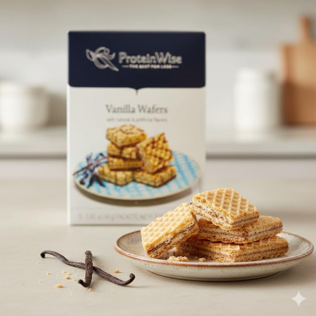Proteinwise - Vanilla Wafers, High Protein, Low Carb Snack, Healthy Low-Calorie Diet Snack, Whey Protein, Trans-Fat Free, Cholesterol Free, Bariatric