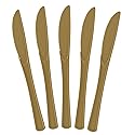 Party Solids Gold Plastic Knives 100 Pieces Gold Knives Disposable Utensils Heavy Duty Plastic Cutlery Set Disposable Cutlery Sets Flatware Sets Party