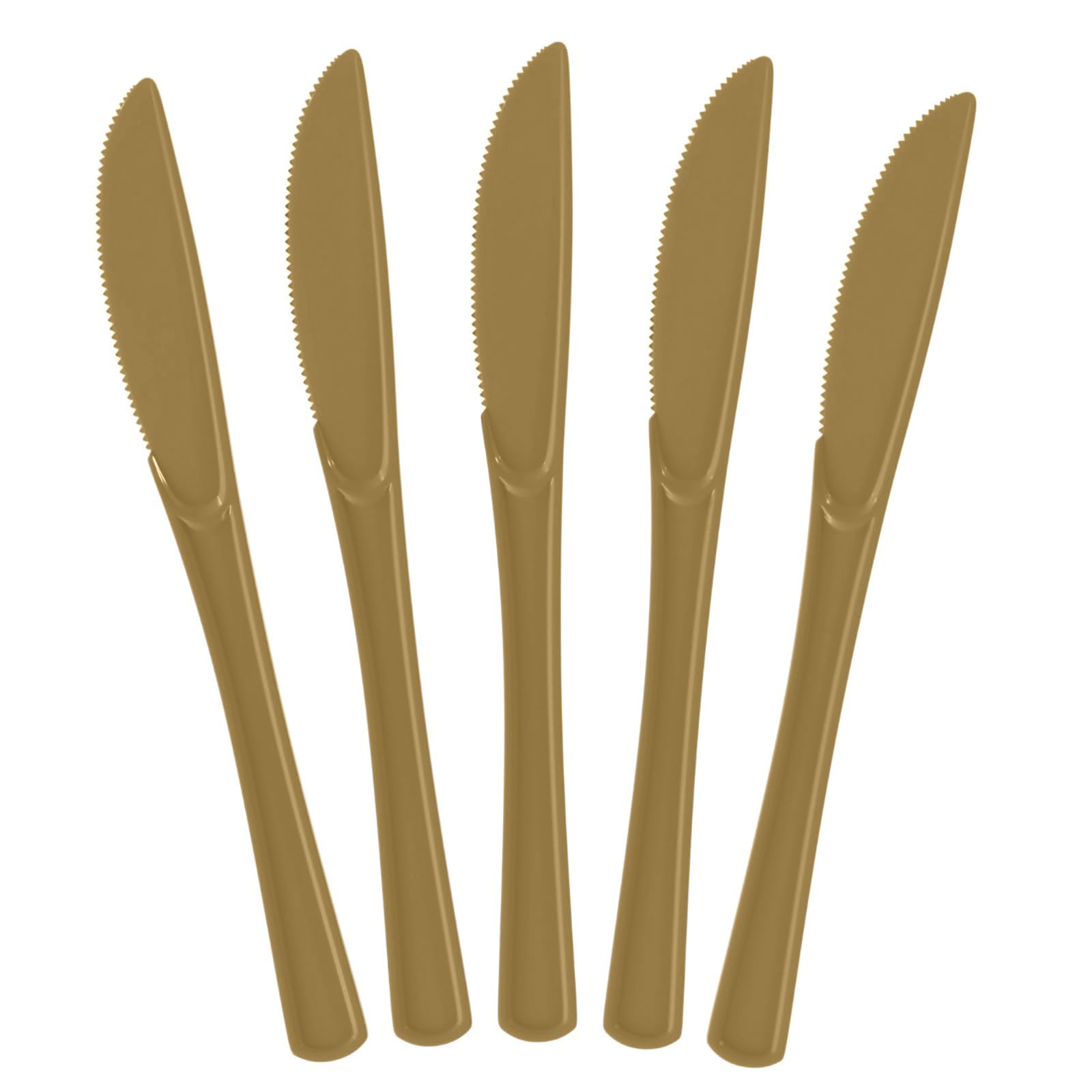 Party Solids Gold Plastic Knives 100 Pieces Gold Knives Disposable Utensils Heavy Duty Plastic Cutlery Set Disposable Cutlery Sets Flatware Sets Party