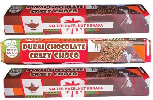 Dubai Chocolate Salted Hazelnut Kunafa, 80g/2.8oz (3-Pack)