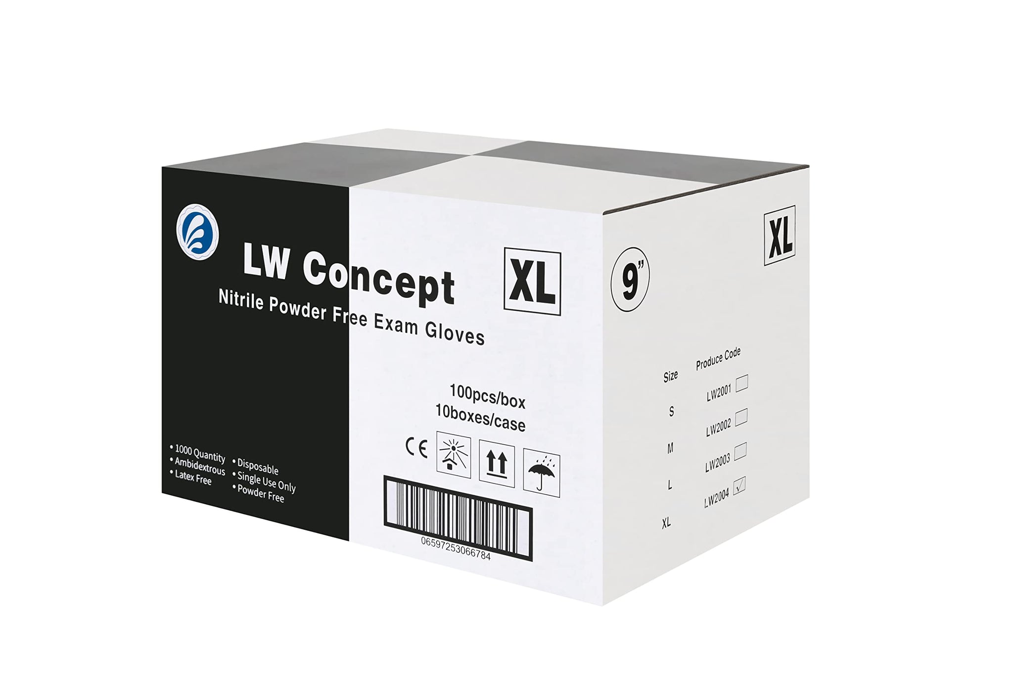 LW Concept Black Nitrile Disposable Gloves - Latex & Powder-Free (X-Large, Pallet of 90 Cases)