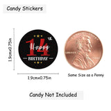 Happy 14th Birthday Party Favor Labels Chocolate Kisses Candy Stickers - Fourteen Years Old Birthday Round Candy Sticker Party Favors - Black and Red