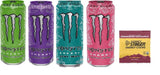 Monster Energy Drink Zero Ultra Variety - Paradise, Violet, Rosa, Fiesta 16 ounce (Pack of 16) and Stinger Pomegranate Passionfruit Chews