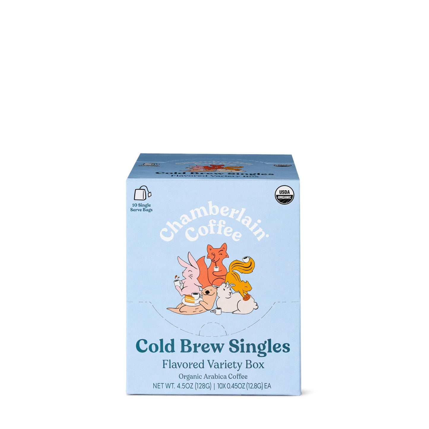 Chamberlain Coffee Flavored Variety Cold Brew Singles Medium Roast - USDA Organic, 10 Single Serve w/Different Flavors - Arabica Coffee - Smooth, Rich
