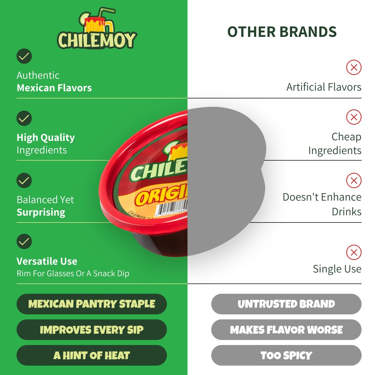 CHILEMOY Rim Dip Chamoy | Handcrafted Mexico | Chamoy Rim Paste for Cocktails, Seltzer, Michelada Rim Dip | Tajin Rimmer for Cocktails 8oz Original