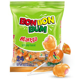 Bon Bon Bum - Fruity Lollipop with Bubble Gum center - Perfect for Parties and Sharing (24 Pieces, Mango)