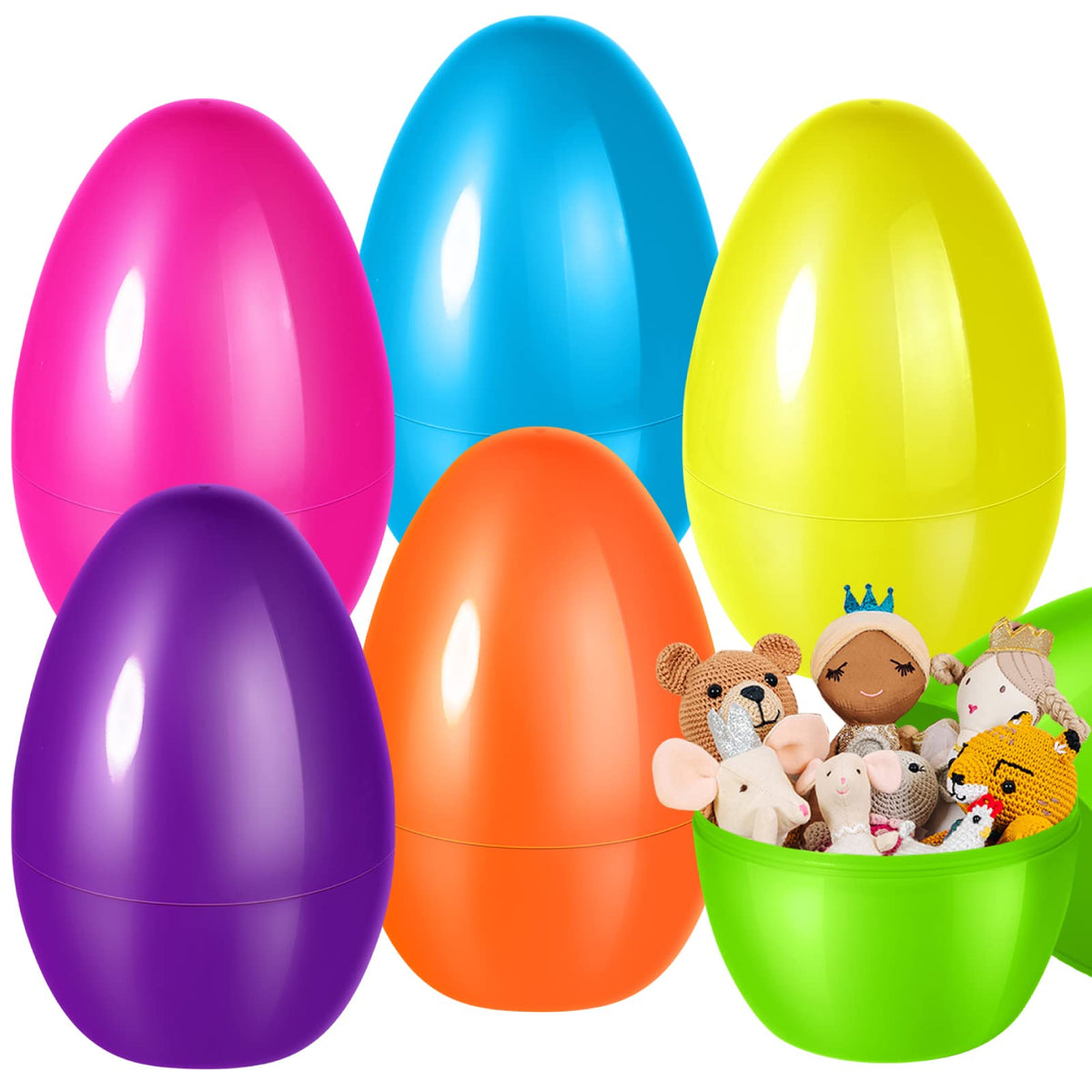 12 PCS Jumbo Easter Eggs, 10" Large Plastic Easter Eggs for Easter Egg Hunt, Empty Easter Eggs for Filling Treats, Fillable Surprise Eggs Bulk, Basket
