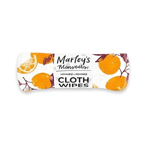 Marley's Monsters Cloth Wipes in Colorful Prints - 100% Cotton Flannel Reusable Wipes, 7x8in, Sustainable Multi-Purpose for Baby Care, Tissues