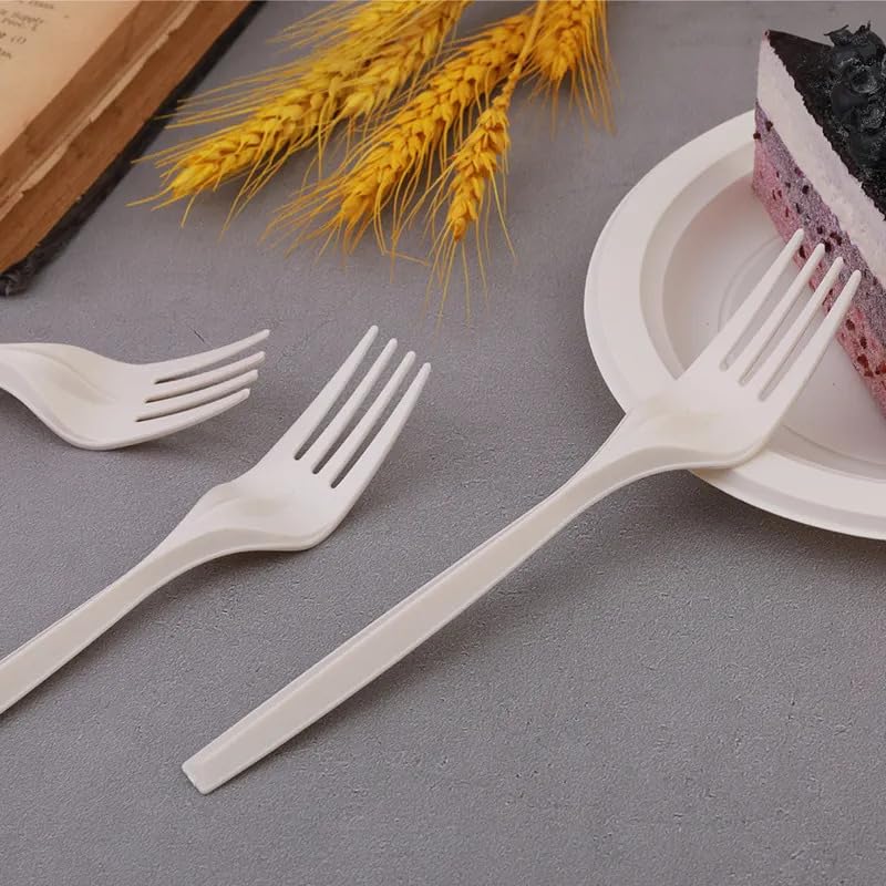 100% Eco Friendly Compostable Forks Disposable Forks Cornstarch Based 50 Large Disposable Utensils (6.7 in.) Durable and Heat Resistant Alternative