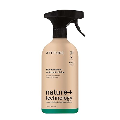 ATTITUDE Kitchen Cleaner Spray, EWG Verified, Degreaser Spray to Cut Grease & Grime, Plant-Based & Vegan, Lavender & Rosemary, 26 Fl Oz