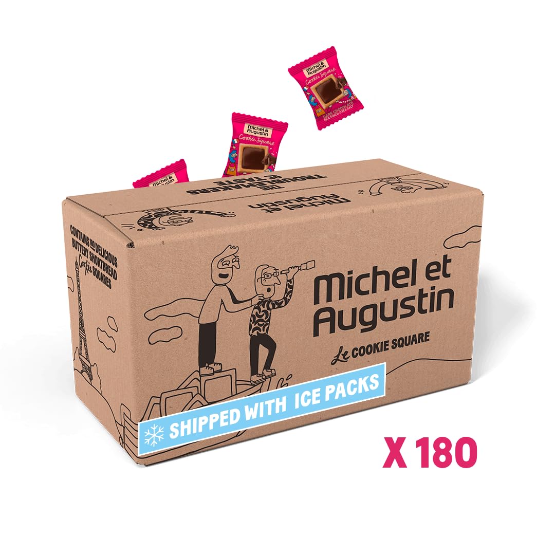 Michel et Augustin Cookies Individually Wrapped Snacks, Dark Chocolate & Sea Salt Shortbread Cookies, Bulk Snacks, 180 French Butter Cookies