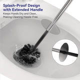 DOWRY Stainless Steel Toilet Bowl Brush and Holder for Bathroom, Deep Cleaning Toilet Brush and Holder Set with Long Handle, Hidden Toilet Bowl Brush