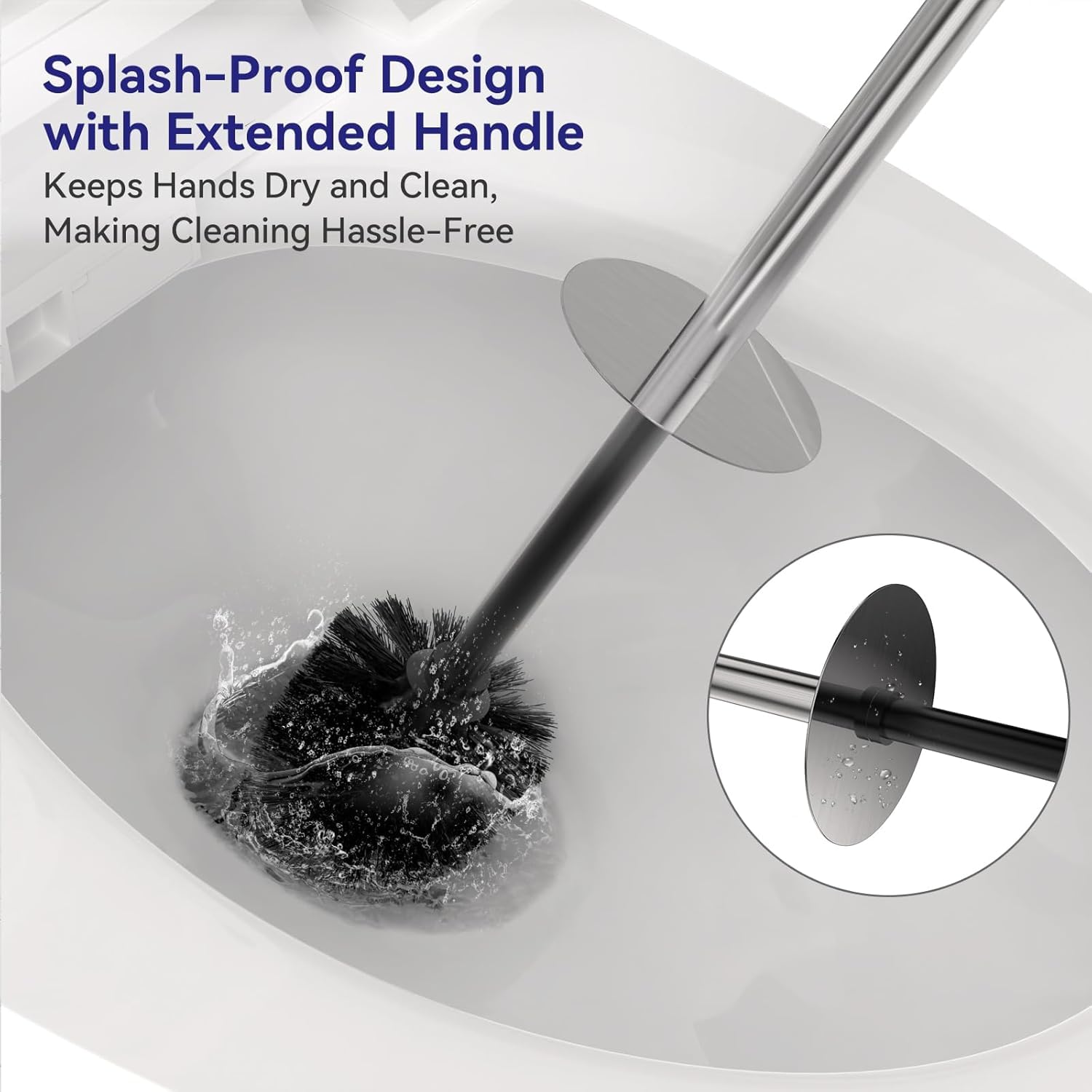 DOWRY Stainless Steel Toilet Bowl Brush and Holder for Bathroom, Deep Cleaning Toilet Brush and Holder Set with Long Handle, Hidden Toilet Bowl Brush