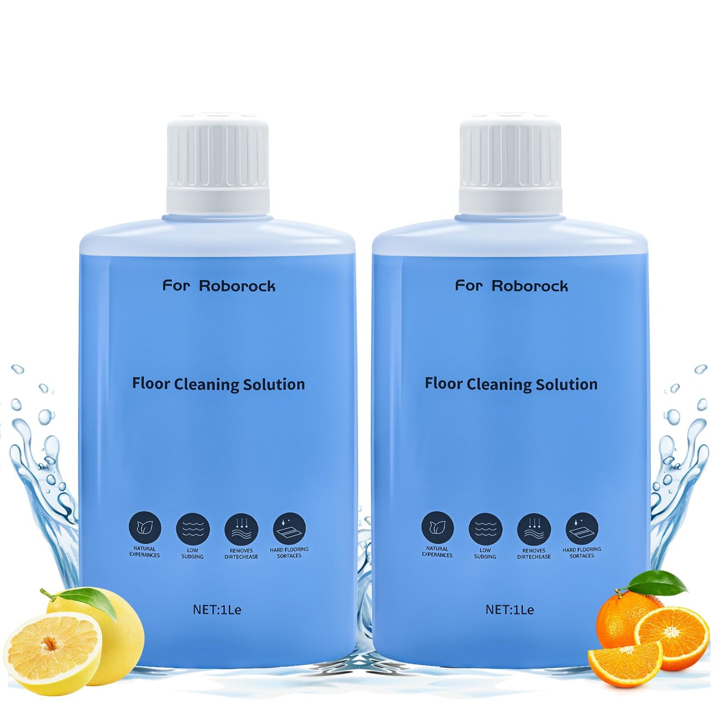 2 Pack Floor Cleaning Solution for Roborock Robot Vacuum and Mop & Wet Dry Vacuum Cleaner, Residue & Streak Free, Pet Safe, Deeply Cleans Various Hard