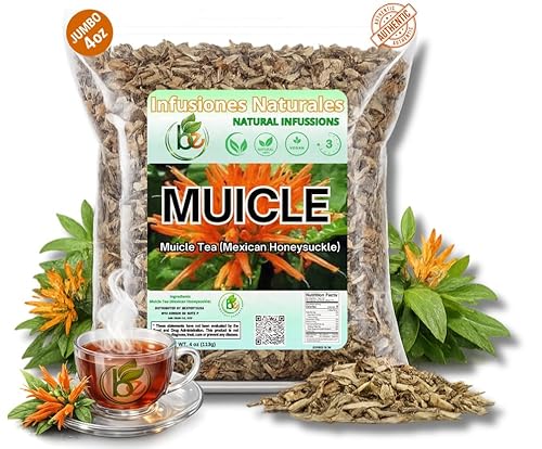 Muicle Herbal Tea (Mexican Honeysuckle) - 4 oz Loose Leaf - 100% Natural, Wildcrafted, Vegan, Non-GMO, Gluten-Free, Caffeine-Free - Authentic Mexican