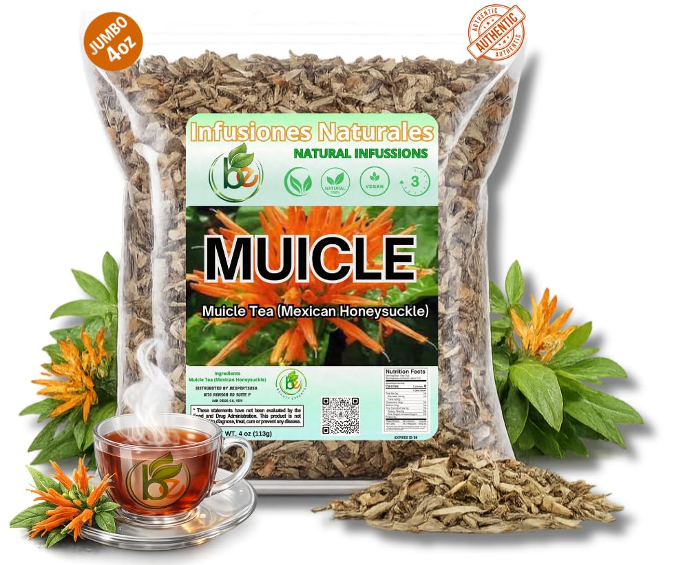 Muicle Herbal Tea (Mexican Honeysuckle) - 4 oz Loose Leaf - 100% Natural, Wildcrafted, Vegan, Non-GMO, Gluten-Free, Caffeine-Free - Authentic Mexican
