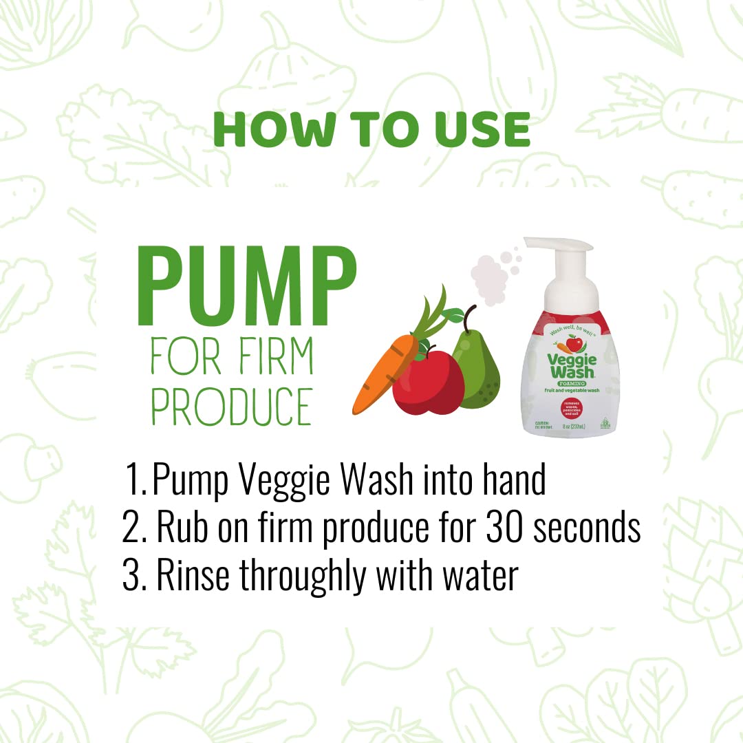Veggie Wash Foaming Fruit and Vegetable Wash, Ideal for Cleaning Produce, Pack of 2