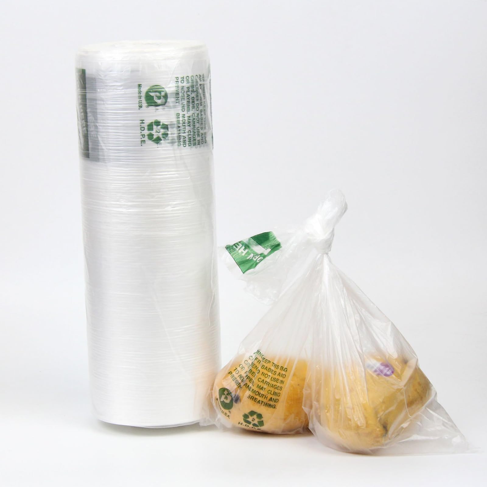 Fit Meal Prep 875 Ct 12"x 20" Large Plastic Produce Bag Roll, US Made HDPE, Durable Clear Food Storage Saver for Fruit Vegetable Bakery Snack Grocery