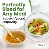 Dtocs Bamboo Fiber Disposable Bowls - 20 Oz, 50 Pk | Bamboo Round Bowl | Microwavable Bagasse Bowl like Soup, Cake, Salsa, Salad bowls | Disposable