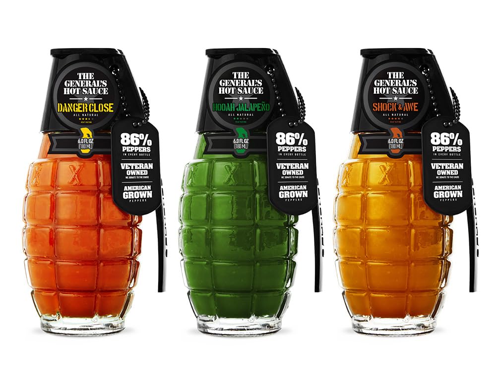 The General's Hot Sauce Gift Set, Tres Soldados Gourmet Variety 6 oz 3-Pack