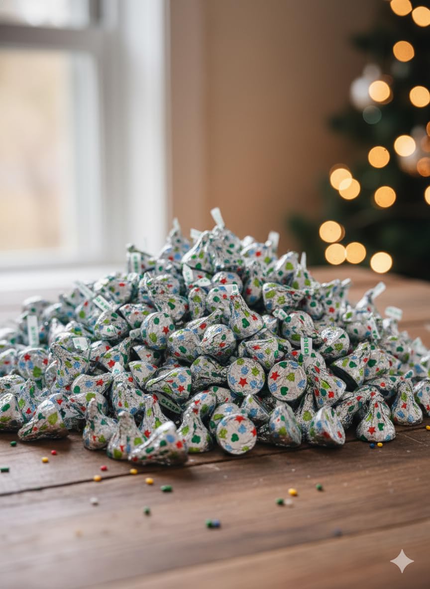 Christmas Sugar Cookie Kisess White Crème Milk Chocolate candy Individually Wrapped Bulk chocolate White Chocolate Candies 2 Lb | Christmas Gift Set