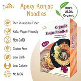Apexy Organic Shirataki Konjac Noodle with Organic Oat Flour 42.24oz 8 Pouches Inside Healthy Diet, Low Calorie, Low-Carb Gluten Free, Vegan, Keto
