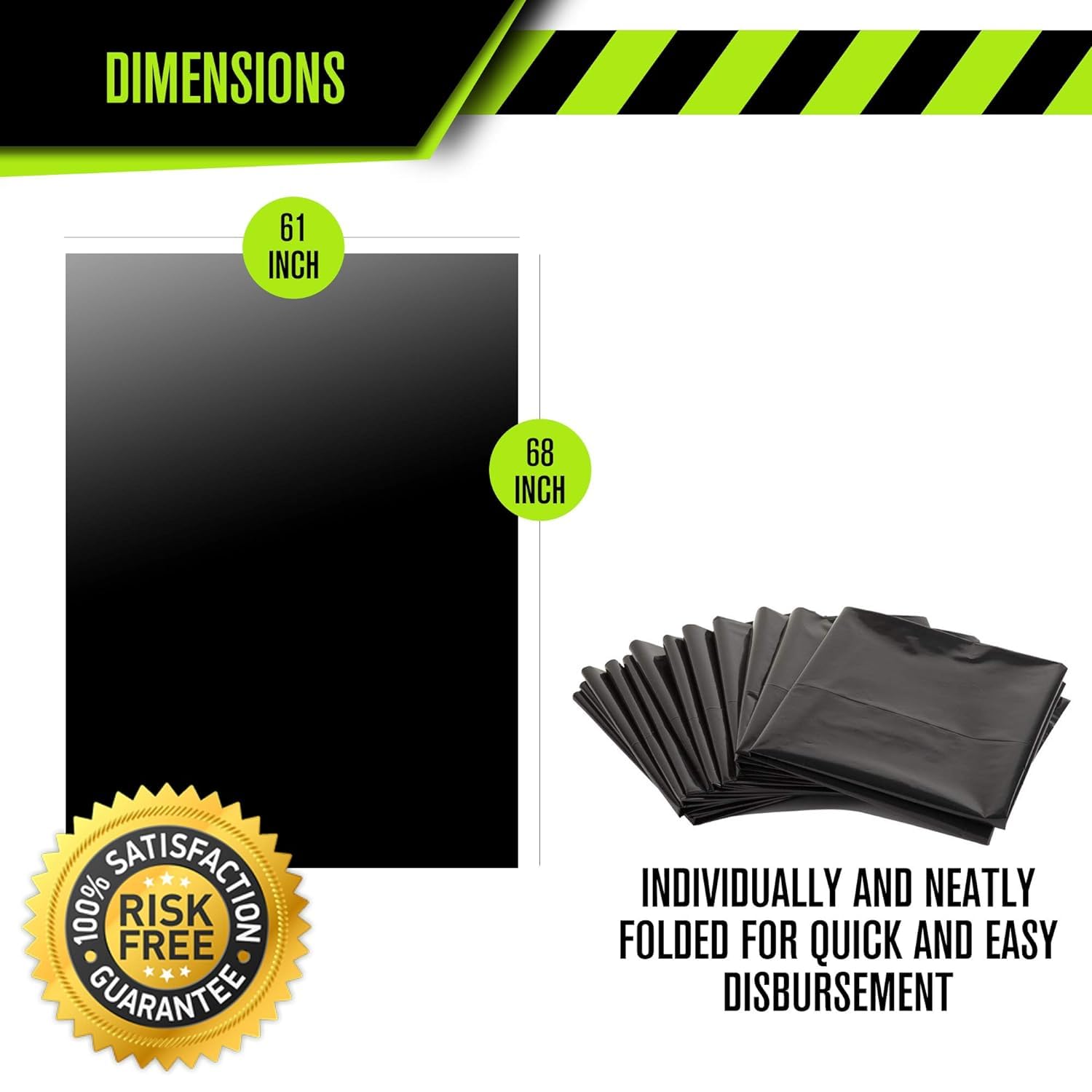 Aluf Plastics PG6-9560 Heavy Duty 95 - 96 Gallon Trash Can Liners - (Huge 50 Pack) - 2.0 MIL Thick Garbage Bags for Toter, Contractors, Lawn, Leaf
