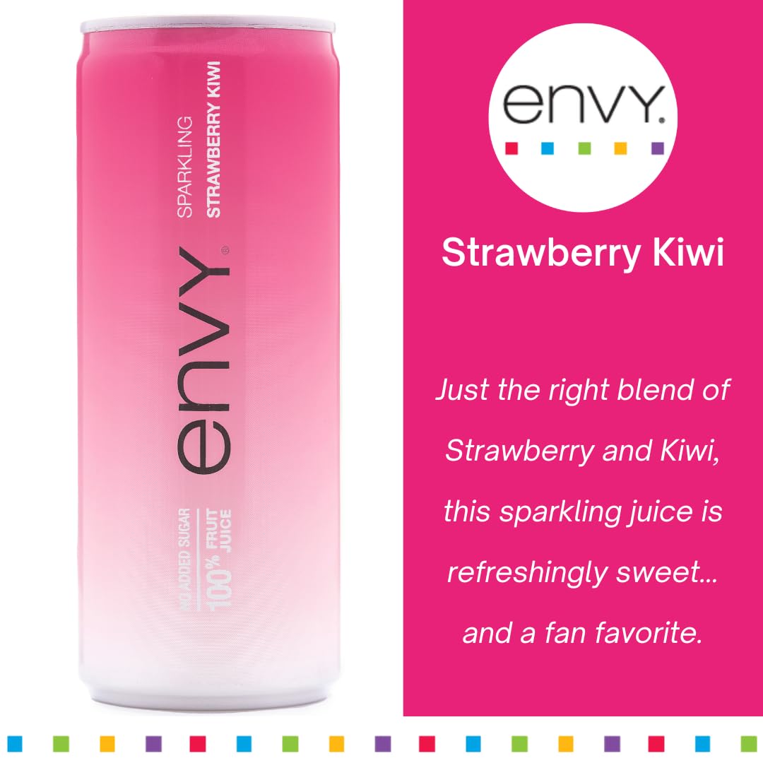 Envy Sparkling 100% Fruit Juice, Strawberry Kiwi 8oz (Case of 24)