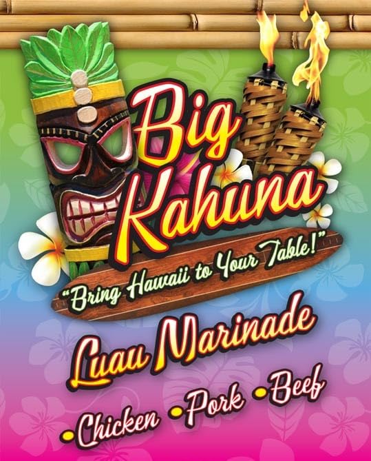 Big Kahuna Luau Marinade, Hawaiian Teriyaki Sauce for Chicken, Pork, Beef, Made with Aloha Shoyu, Fresh Ginger and Garlic, 12 oz Bottles, 3 Pack