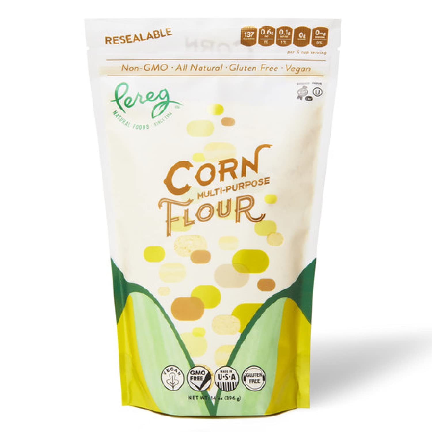 Yellow Corn Flour (14 oz) - Vegan, Non-GMO, Made In USA, Gluten-Free - Cornflour for Mexican Dishes, Bread, Muffins, Cakes, Tortillas, Pupusas