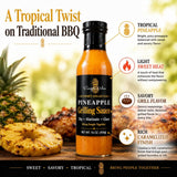 Pineapple Kitchen Pineapple Grilling Sauce, Gourmet Tropical Marinade, Glaze and Dipping Sauce for Chicken, Shrimp, Pork and Vegetables, 16 oz
