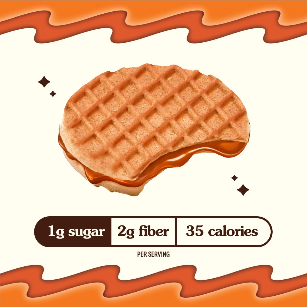 Rip Van Wafels Dutch Caramel Mini Stroopwafels - Low Carb Snacks (3g Net Carbs) - Non GMO Snack - Keto Friendly - Office Snacks - Low Calorie Snack