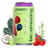 Be Amazing Greens Drink, Mixed Berry, Ready to Drink, 10 Organic Fruits & Vegetables, Coconut Water, Vitamin C, Prebiotic Fiber, 25 Calories, Low