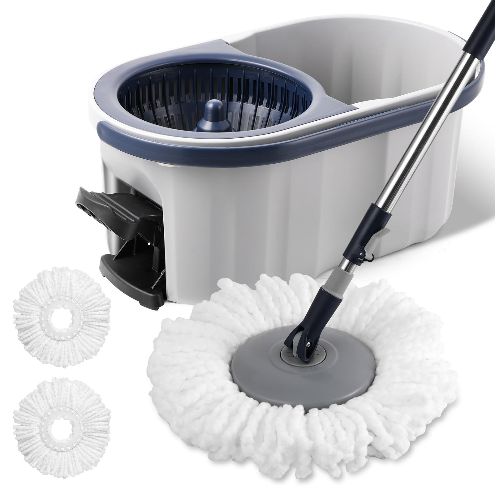 Spin Mop Heads Refill, Easy Wring Microfiber Replacement Pads for Deep Cleaning 6-Pack Universal Fit for Most Round Spin Mops
