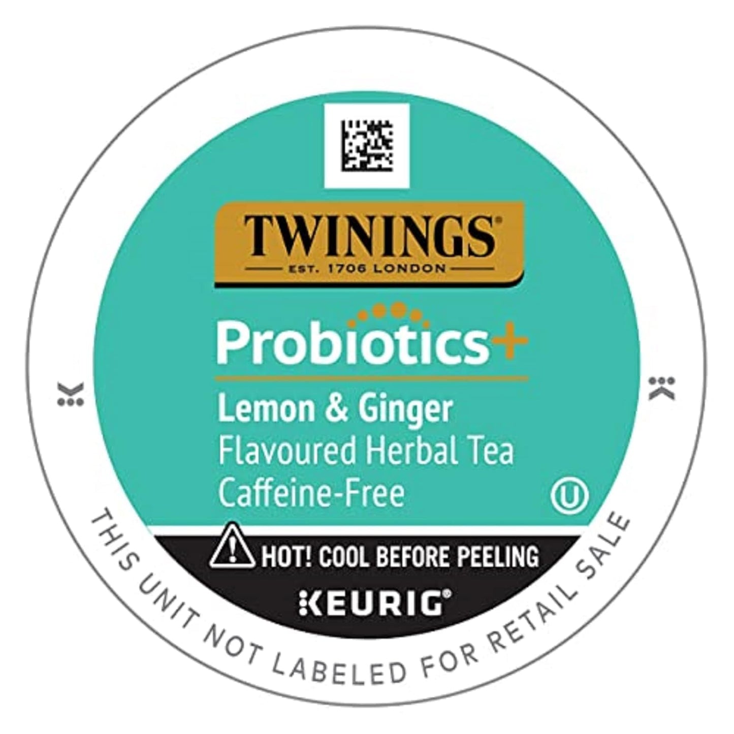 Twinings Probiotics Lemon & Ginger Herbal Tea, Supports Digestive Health, Single Serve K-Cup Pods for Keurig, Naturally Caffeine Free, 24 Count (Pack