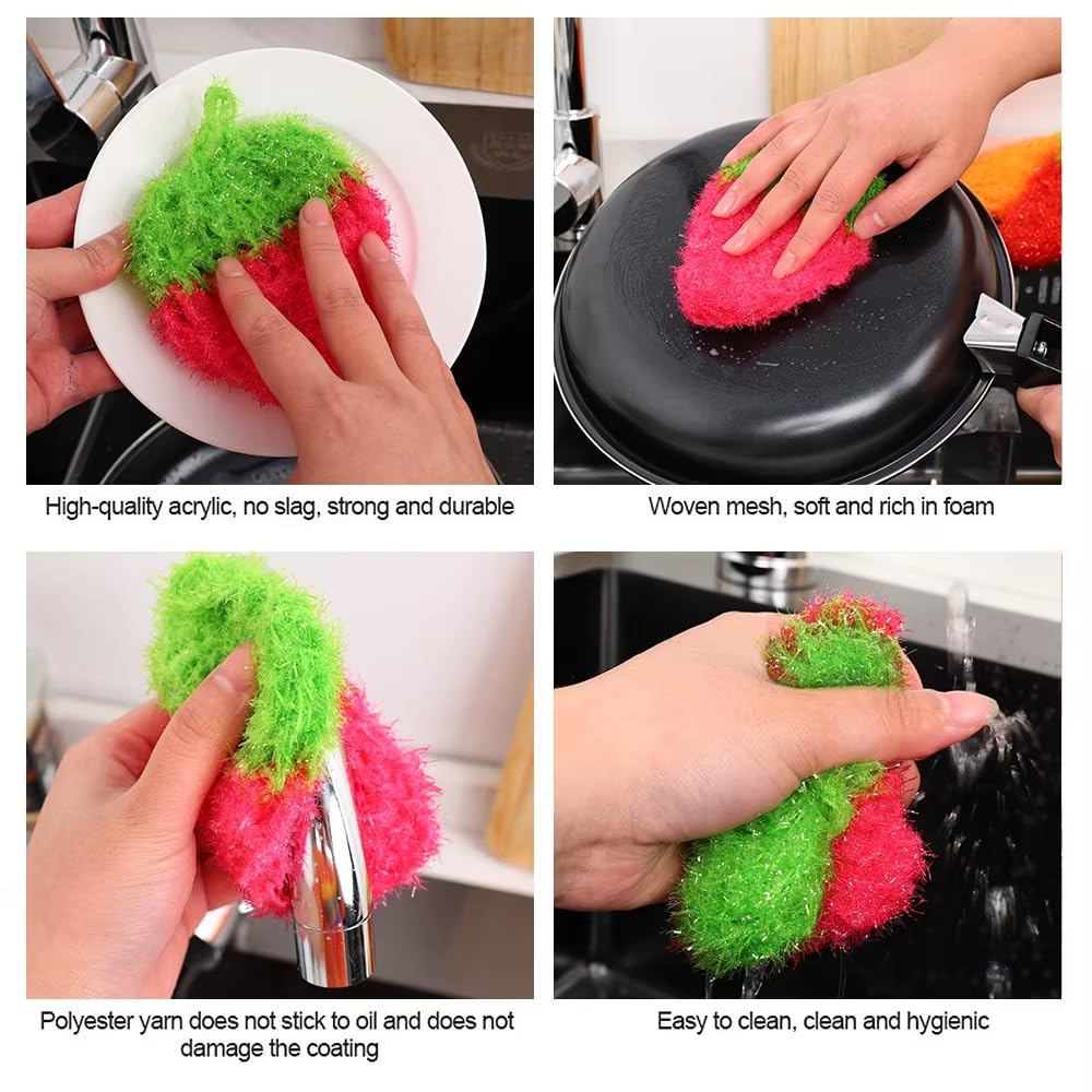 10 Pieces Big Size Fruit Dish Scrubber Non Scratch Kitchen Cleaning Sponge Double Layered No Odor Cloths for Washing Dishes Cookware, Tubs, Sinks