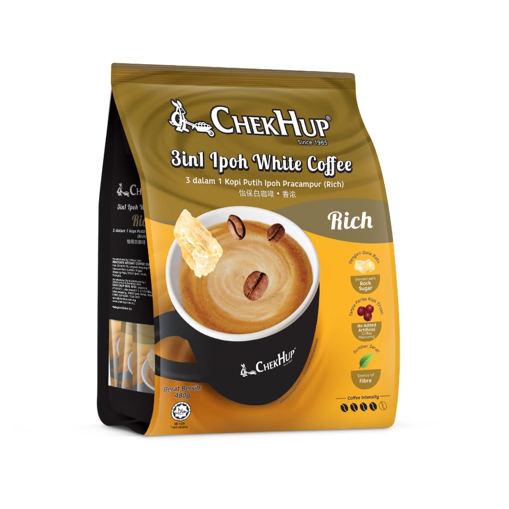 Chek Hup 3 in 1 Ipoh White Coffee King With Rock Sugar 12 Sachets ( 10 Pack )