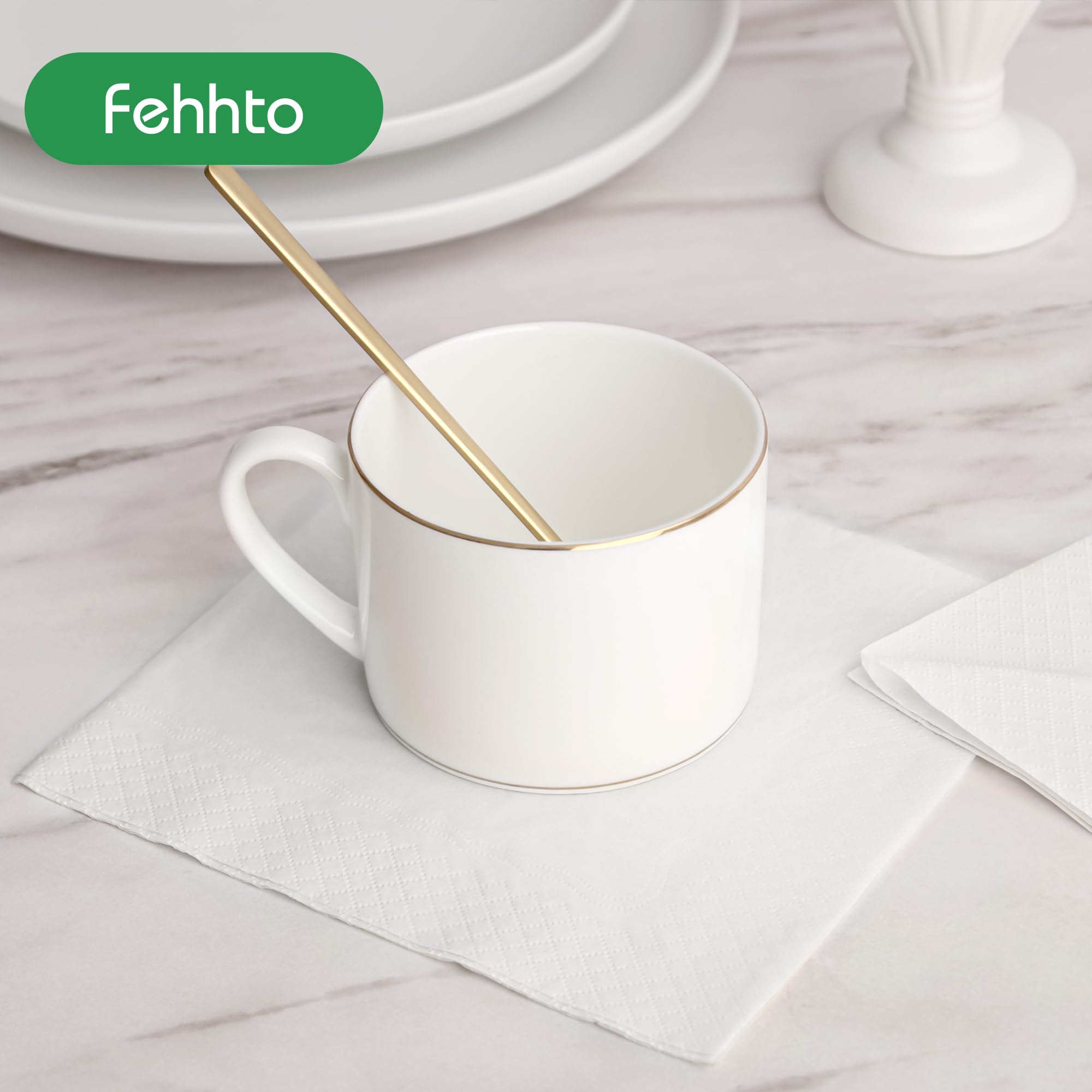 FEHHTO Disposable Napkins - 200 Count Everyday Paper Napkins - 13"x13", 2-Ply Premium Quality Dinner Napkins - Soft, Absorbent for Kitchen